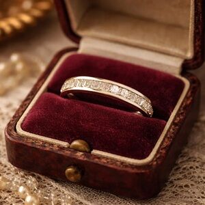 Princess Cut Eternity Wedding Band. Size 10